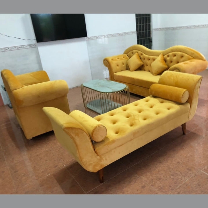 Ghế sofa băng tân cổ điển - sofa cổ điển bọc nhung nỉ
